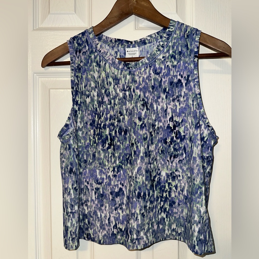 Athleta Ultimate Muscle Crop Tank Blue/Green Size Small